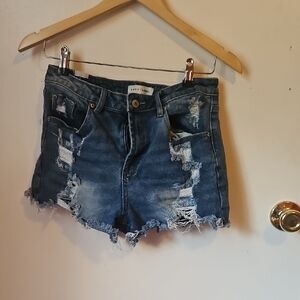 Almost Famous Blue Jean Shorts High-Waisted Distressed